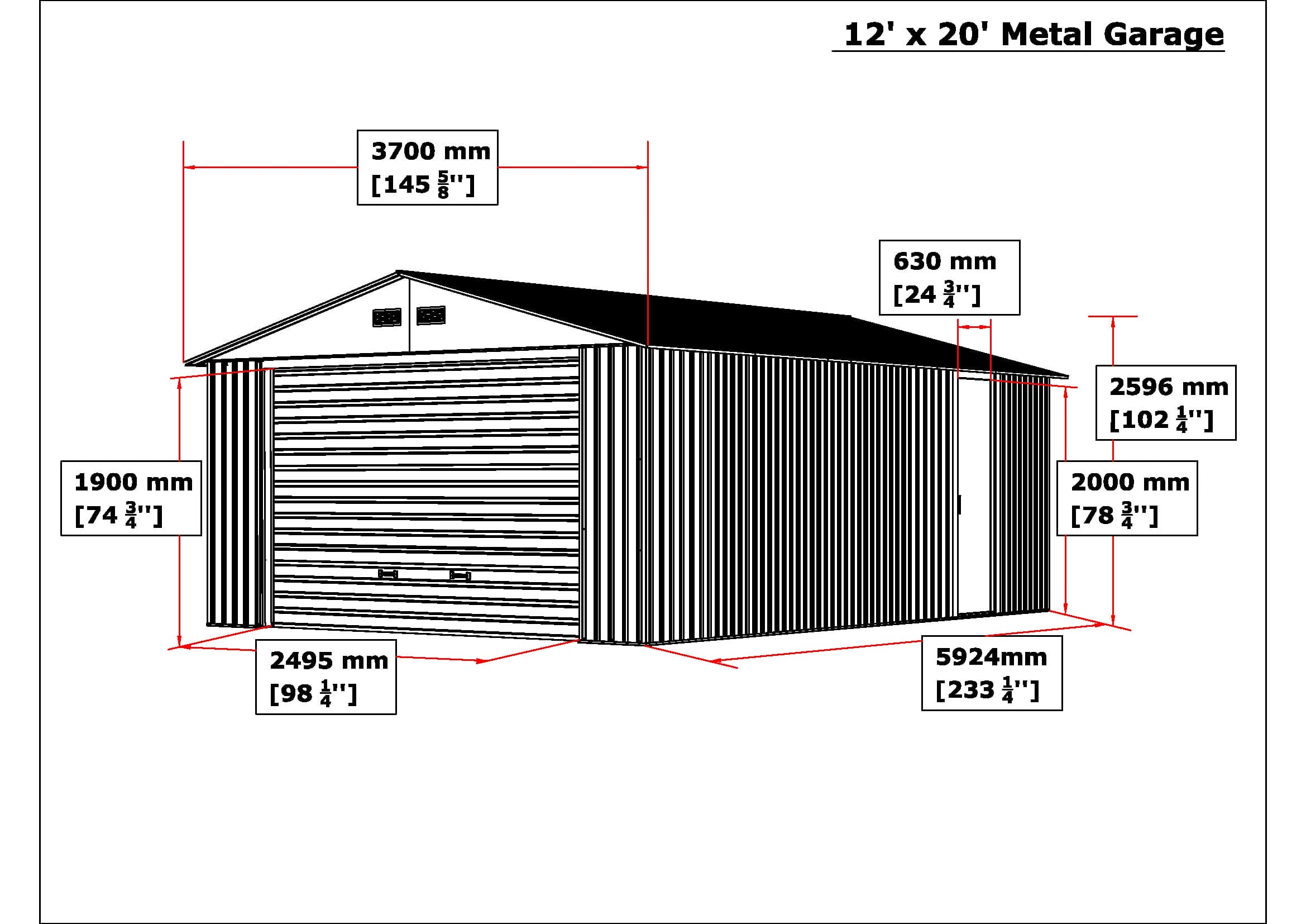 Duramax Olympian 12x20 metal car garage - CoolaLiving.ie - %image_id%