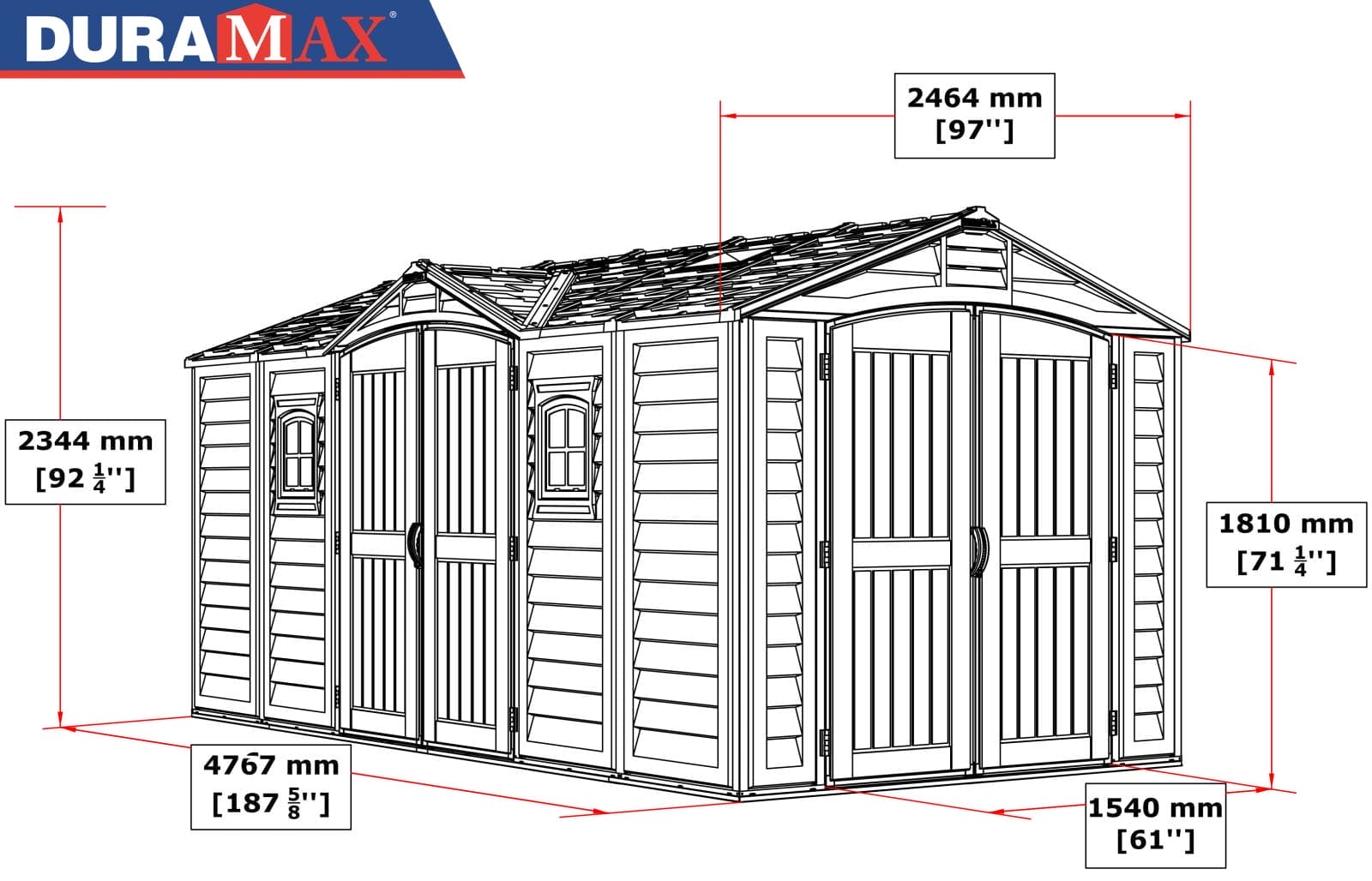 15x8 Apex Pro Plus Vinyl Shed - CoolaLiving.ie - %image_id%
