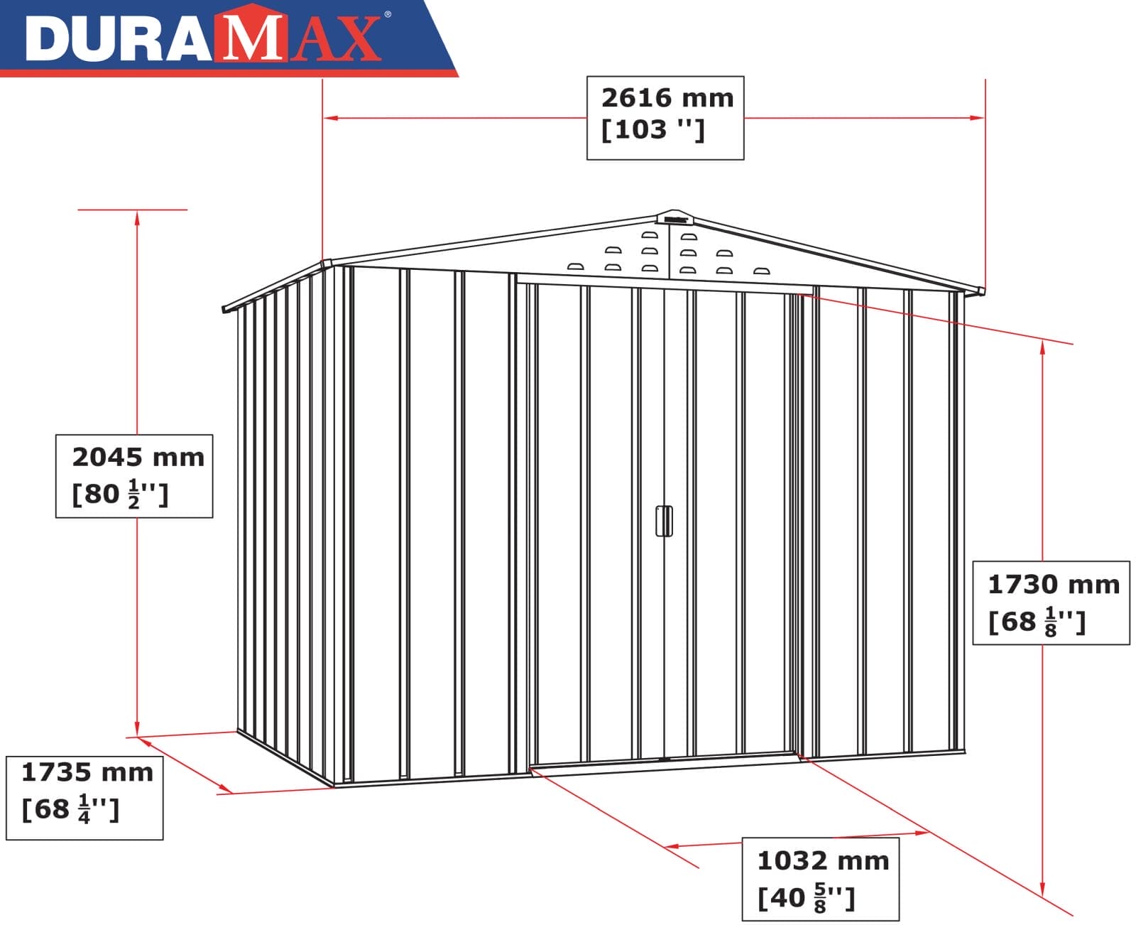 8×6 Duramax TOP Titan Metal Shed - CoolaLiving.ie - %image_id%
