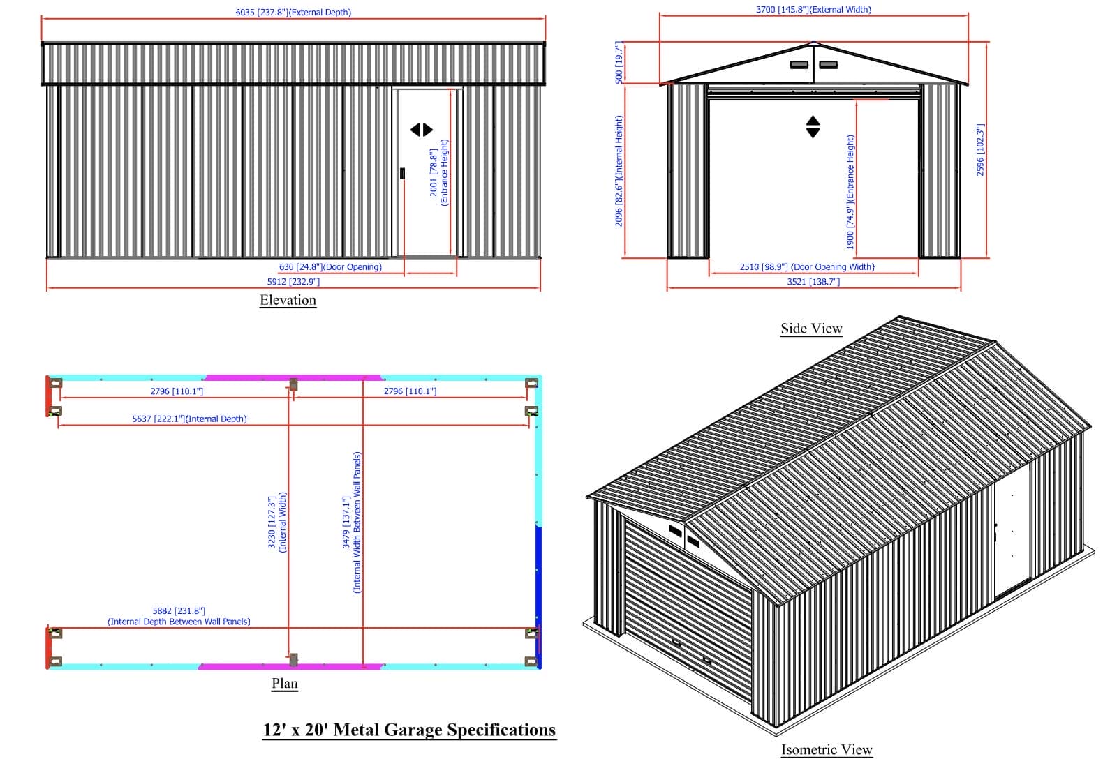 Duramax Olympian 12x20 metal car garage - CoolaLiving.ie - %image_id%