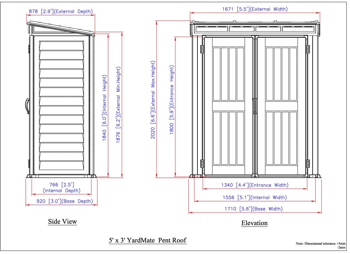 5x3 Yardmate Pent Vinyl Shed - CoolaLiving.ie - %image_id%
