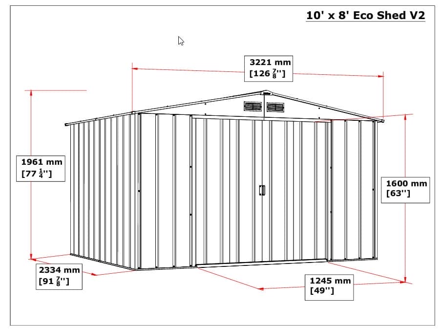 10x8 ECO Steel Shed - CoolaLiving.ie - %image_id%