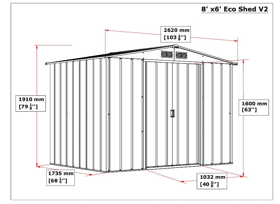 8x6 ECO Steel Shed - CoolaLiving.ie - %image_id%