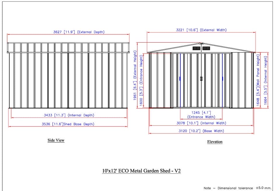 10x12 ECO Steel Shed Anthracite - CoolaLiving.ie - %image_id%