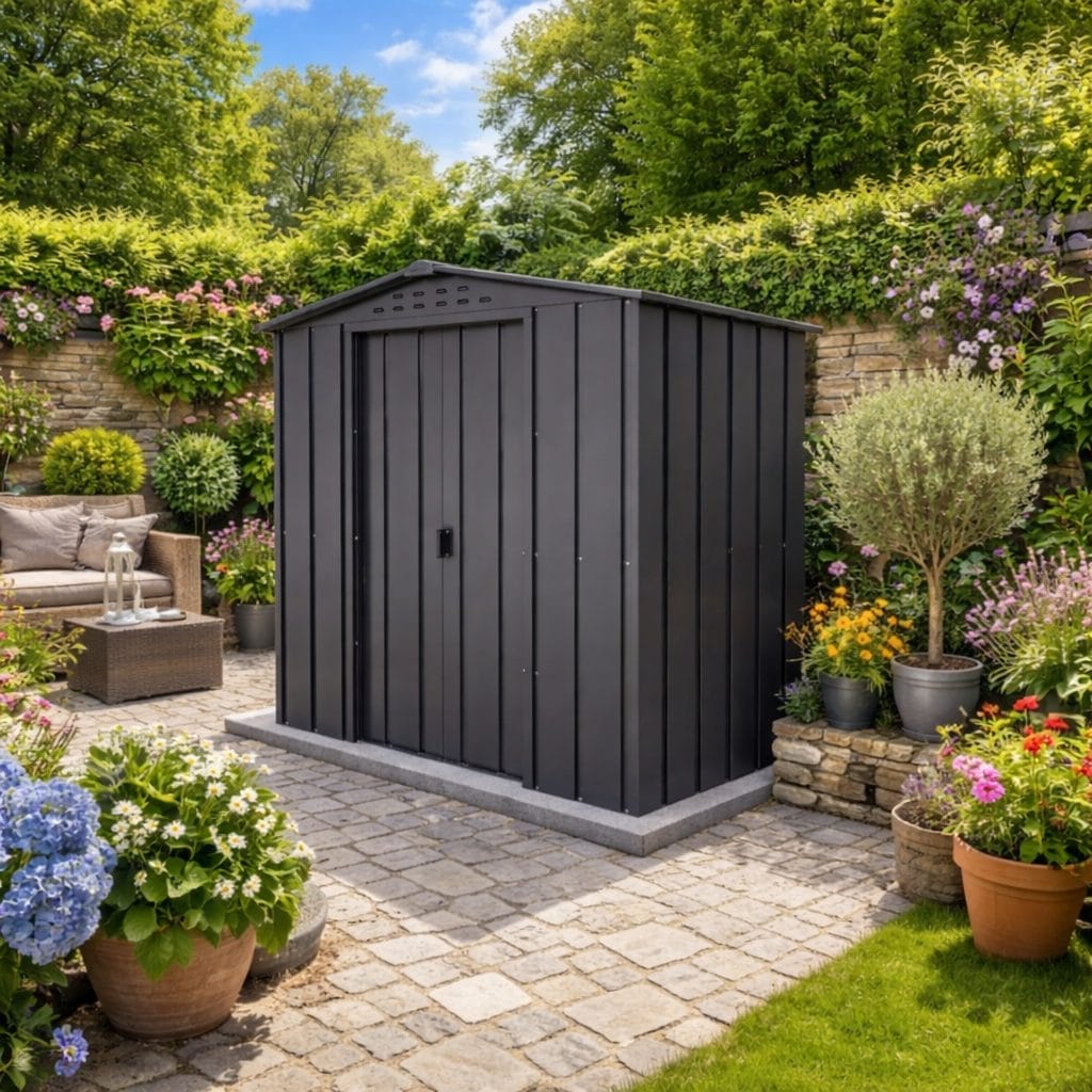 6x4 TOP Steel Shed Grey - CoolaLiving.ie - %image_id%