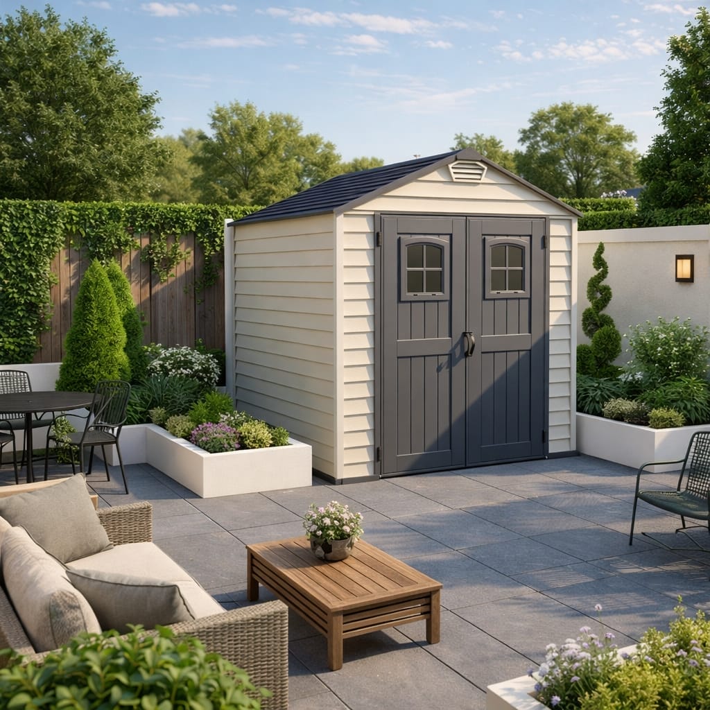 7x7 Storemax Plus Vinyl Plastic Shed - Coola Living Ireland