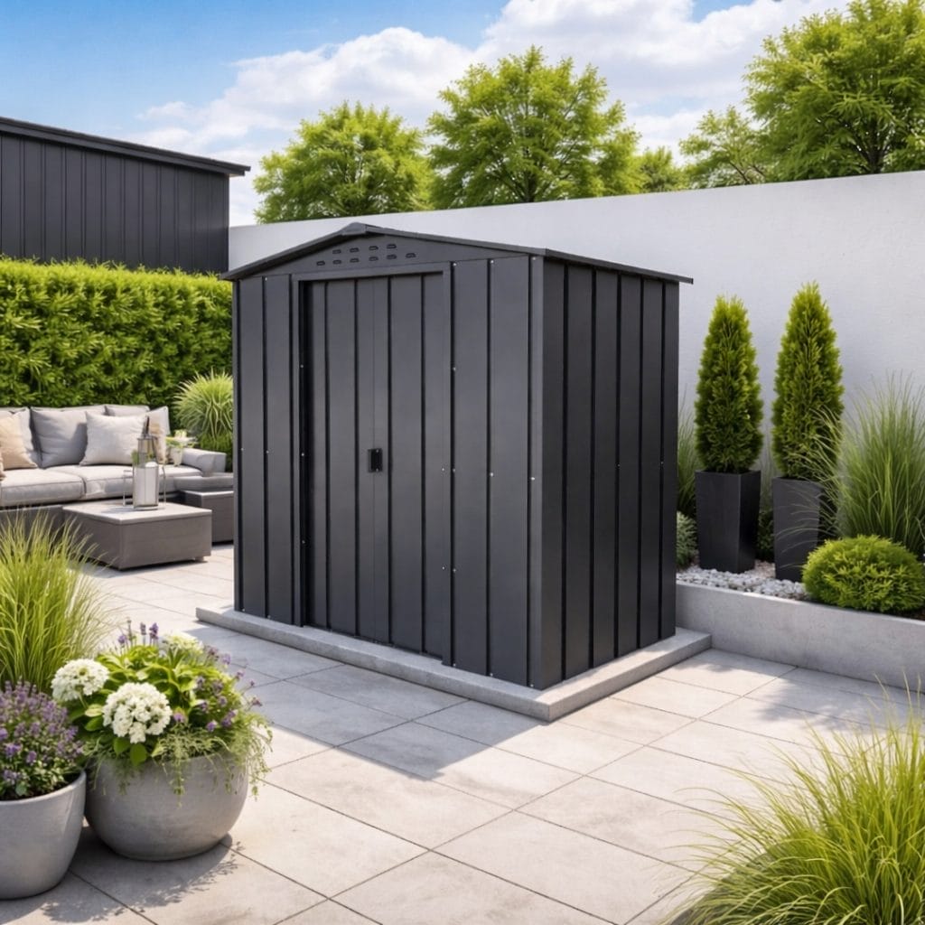 6x4 TOP Steel Shed Grey - CoolaLiving.ie - %image_id%