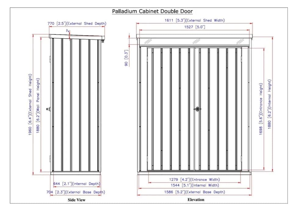 Palladium 5x2 Metal Garden Shed Cabinet - CoolaLiving.ie - %image_id%