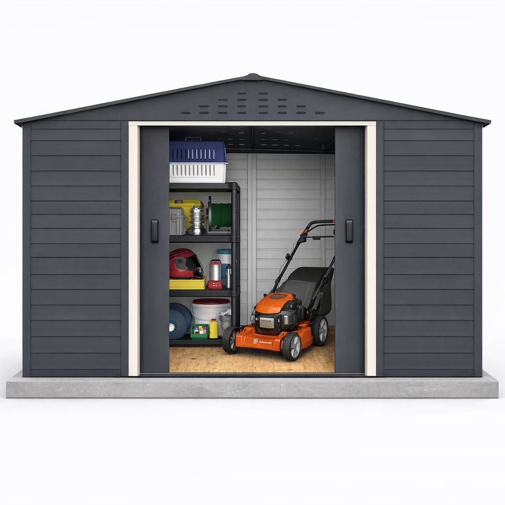 Alpine 10x8 Grey Steel Shed - CoolaLiving.ie - %image_id%