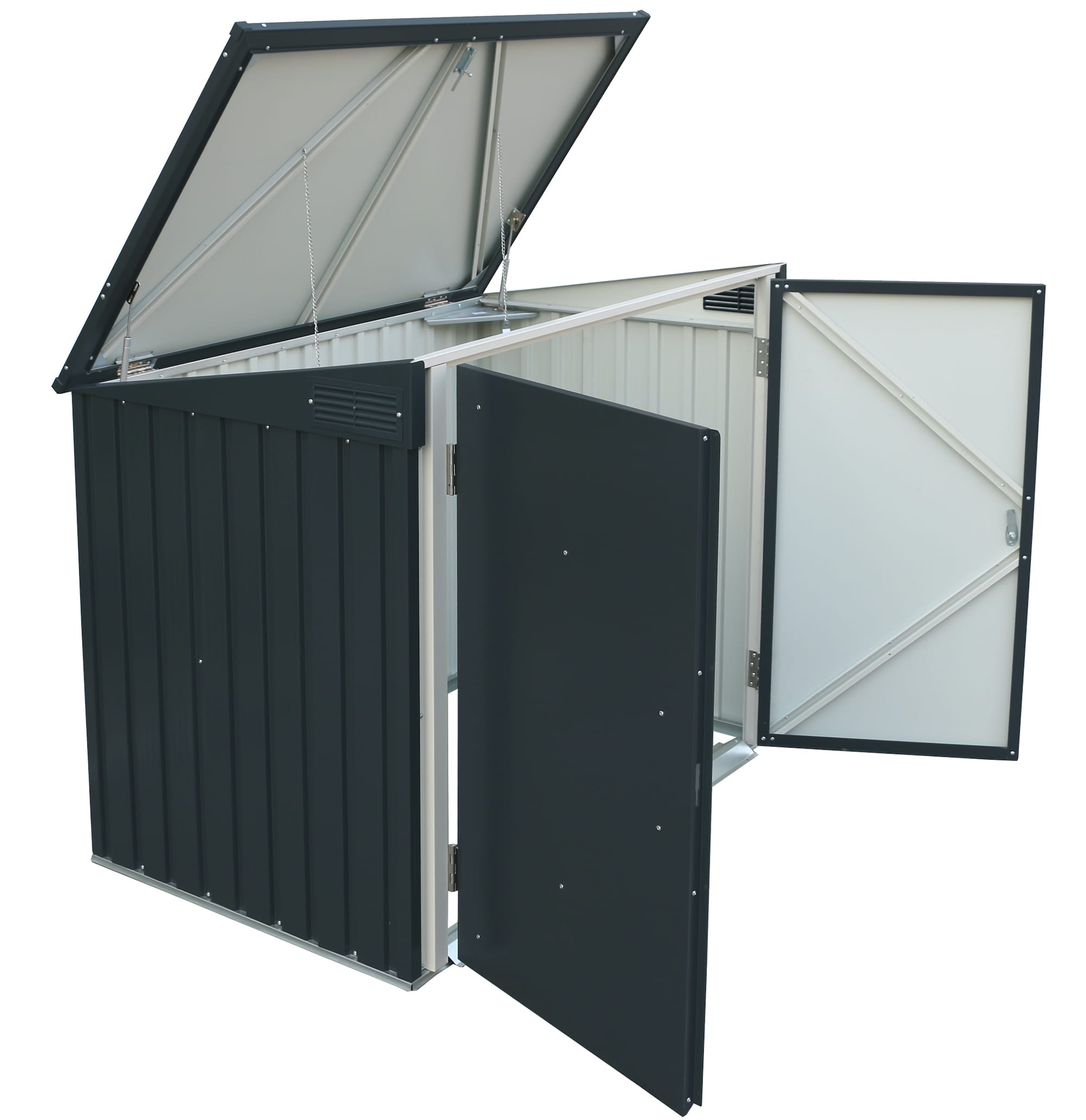 5×3 Steel 2 WheelieBin Shed Grey - CoolaLiving.ie - %image_id%